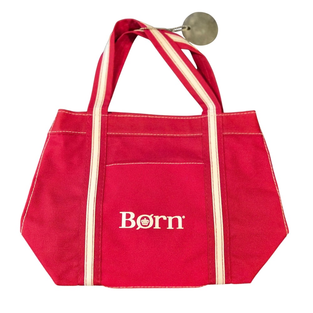 Born Handcrafted Footwear Red Canvas Mini Tote Bag Cream Straps Gemline 3320127